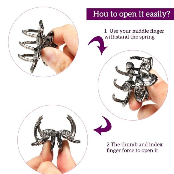 6 Pcs Metal Rhinestone Hair Clips Vintage Flower Barrette Nonslip Hair Accessori